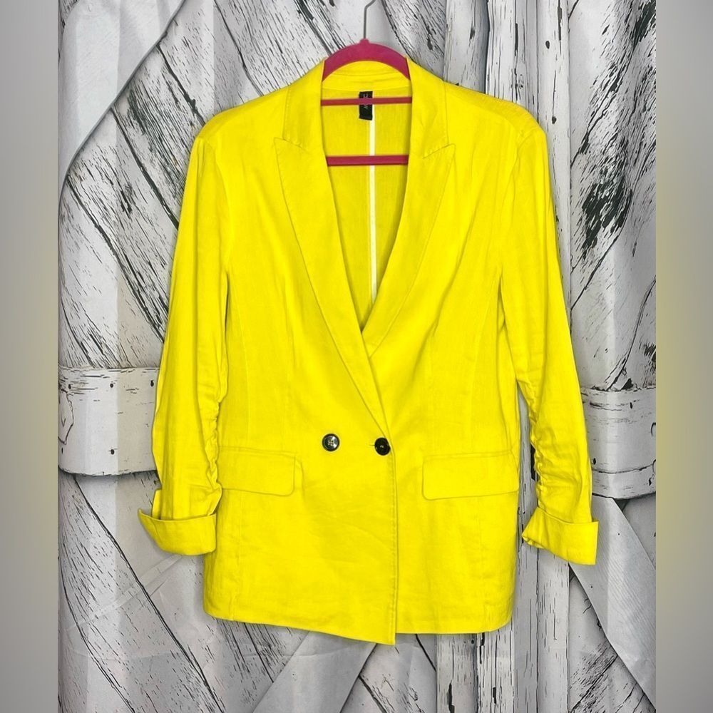 MARC CAIN LINEN BLEND BLAZER YELLOW S